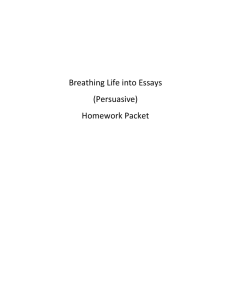 Breathing Life into Essays (Persuasive) Homework Packet