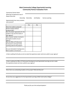 Mott Community College Experiential Learning Community Partner Evaluation Form