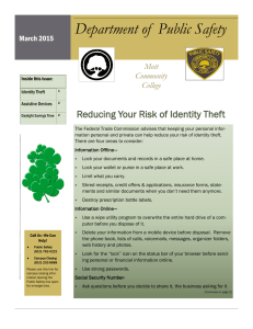 Department of  Public Safety Reducing Your Risk of Identity Theft Mott Community