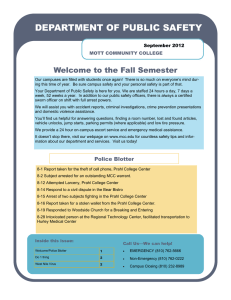 DEPARTMENT OF PUBLIC SAFETY Welcome to the Fall Semester MOTT COMMUNITY COLLEGE