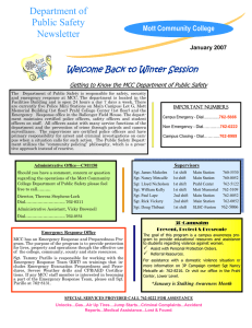 Department of Public Safety Newsletter Welcome Back to Winter Session