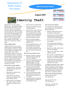 Identity Theft Department of Public Safety Newsletter