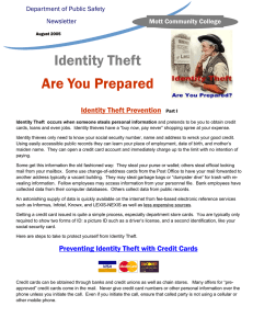 Identity Theft Are You Prepared Identity Theft Prevention Department of Public Safety