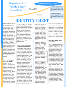 IDENTITY THEFT Department of Public Safety Newsletter