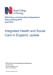 Integrated Health and Social Care in England: update