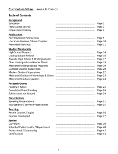 Curriculum	Vitae	: Table	of	Contents