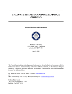 GRADUATE BUSINESS CAPSTONE HANDBOOK (MGT695C)