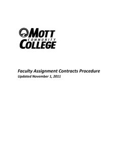 Faculty Assignment Contracts Procedure Updated November 1, 2011