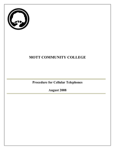 MOTT COMMUNITY COLLEGE Procedure for Cellular Telephones  August 2008