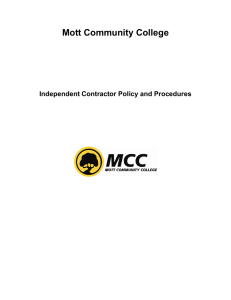 Mott Community College  Independent Contractor Policy and Procedures