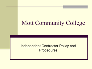 Mott Community College Independent Contractor Policy and Procedures