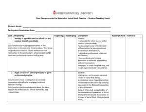 Core Competencies for Generalist Social Work Practice – Student Tracking... Student Name:  ________________________________________________________________________________