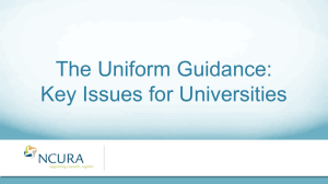 The Uniform Guidance: Key Issues for Universities  Slide 1