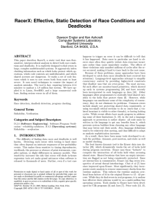 RacerX: Effective, Static Detection of Race Conditions and Deadlocks