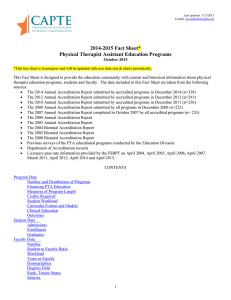 2014-2015 Fact Sheet* Physical Therapist Assistant Education Programs