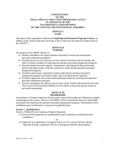 CONSTITUTION OF THE SMALL SPECIAL EDUCATION PROGRAMS CAUCUS AN AFFILIATE OF THE