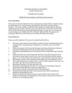 WESTERN MICHIGAN UNIVERSITY  School of Social Work EXEMPLAR SYLLABUS