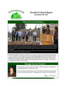 President’s Board Report December 08, 2011 Solar Farm Groundbreaking