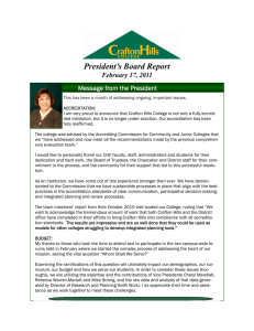 President’s Board Report February 17, 2011  Message from the President