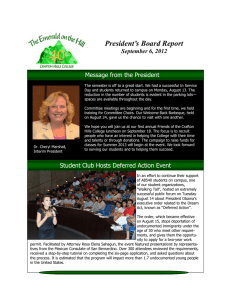 President’s Board Report September 6, 2012 Message from the President