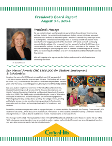 President’s Board Report August 14, 2014 President’s Message