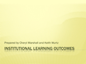 INSTITUTIONAL LEARNING OUTCOMES Prepared by Cheryl Marshall and Keith Wurtz