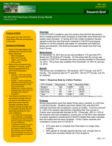 Research Brief Fall 2014 Pilot Final Exam Schedule Survey Results