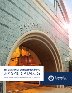 2015-16 CATALOG THE DIVISION OF EXTENDED LEARNING  | NU.EDU/EL