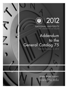 2012 Addendum to the General Catalog 75