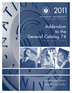 2011 Addendum to the General Catalog 74