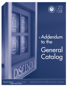 General Catalog Addendum to the