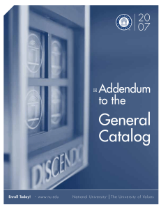 General Catalog Addendum to the