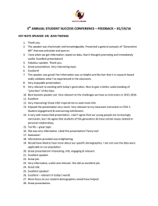 5 ANNUAL STUDENT SUCCESS CONFERENCE – FEEDBACK – 01/19/16