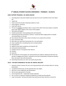 5 ANNUAL STUDENT SUCCESS CONFERENCE – FEEDBACK – 01/20/16