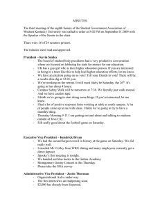 MINUTES  The third meeting of the eighth Senate of the Student... Western Kentucky University was called to order at 5:02 PM...