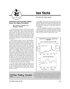tax facts Individual and Corporate Capital from the Tax Policy Center