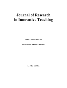 Journal of Research in Innovative Teaching Publication of National University