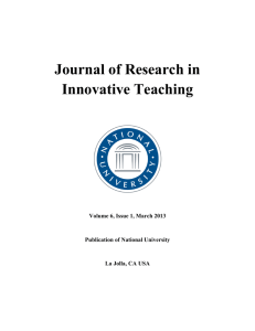 Journal of Research in Innovative Teaching Volume 6, Issue 1, March 2013