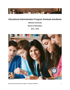 Educational Administration Program Graduate Handbook National University School of Education 2013 - 2014