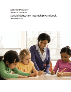 Special Education Internship Handbook National University School of Education September 2015