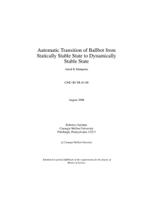 Automatic Transition of Ballbot from Statically Stable State to Dynamically Stable State