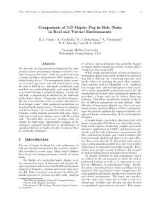 Comparison of 3-D Haptic Peg-in-Hole Tasks in Real and Virtual Environments