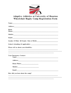 Adaptive Athletics at University of Houston Wheelchair Rugby Camp Registration Form