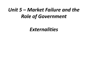 Unit 5 – Market Failure and the Role of Government Externalities