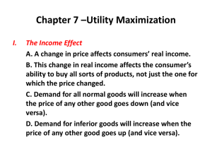 Chapter 7 –Utility Maximization