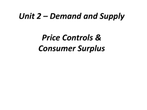 Unit 2 – Demand and Supply Price Controls &amp; Consumer Surplus
