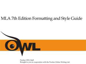 MLA 7th Edition Formatting and Style Guide Purdue OWL Staff