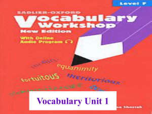 Vocabulary Unit 1