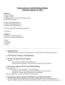 School Advisory Council Meeting Minutes Thursday, January 21, 2016