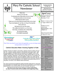 Mary Fix Catholic School Newsletter April 2013